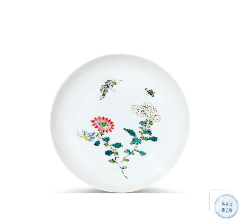 清雍正 粉彩花蝶纹小盘 - 图1